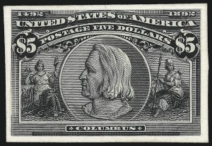 Sale 930, Lot 1202, Essays, Proofs and Specimens: Columbian and Later Issues, $1.00-$5.00 Columbian, Plate Proofs on Card (241P4-245P4) Sale 930, Lot 1202, Essays, Proofs and Specimens: Columbian and Later Issues
