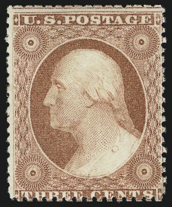 Sale 930, Lot 1522, 1857-60 Issue (Scott 18-39), 3c Rose, Ty. I (25) Sale 930, Lot 1522, 1857-60 Issue (Scott 18-39)
