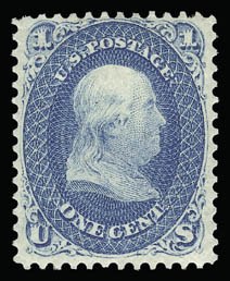 Sale 930, Lot 1656, 1861-66 Issue (Scott 56-78), 1c Blue (63) Sale 930, Lot 1656, 1861-66 Issue (Scott 56-78)