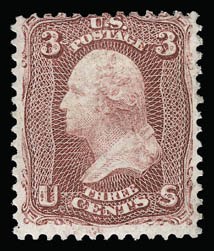 Sale 930, Lot 1688, 1861-66 Issue (Scott 56-78), 3c Lake (66) Sale 930, Lot 1688, 1861-66 Issue (Scott 56-78)
