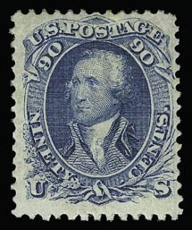 Sale 930, Lot 1744, 1861-66 Issue (Scott 56-78), 90c Blue (72) Sale 930, Lot 1744, 1861-66 Issue (Scott 56-78)