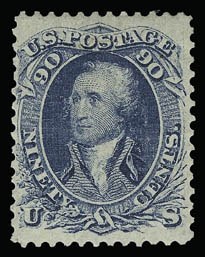 Sale 930, Lot 1745, 1861-66 Issue (Scott 56-78), 90c Blue (72) Sale 930, Lot 1745, 1861-66 Issue (Scott 56-78)