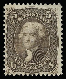 Sale 930, Lot 1766, 1861-66 Issue (Scott 56-78), 5c Brown (76) Sale 930, Lot 1766, 1861-66 Issue (Scott 56-78)