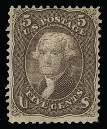 Sale 930, Lot 1824, 1867-68 Grilled Issue (Scott 79-101), 5c Brown, F. Grill (95) Sale 930, Lot 1824, 1867-68 Grilled Issue (Scott 79-101)