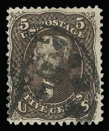 Sale 930, Lot 1826, 1867-68 Grilled Issue (Scott 79-101), 5c Brown, F. Grill (95) Sale 930, Lot 1826, 1867-68 Grilled Issue (Scott 79-101)