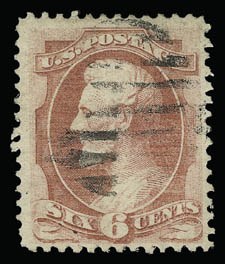 Sale 930, Lot 1989, 1870-71 National Bank Note Co. Grilled Issue (Scott 134-144), 6c Carmine, Grill (137) Sale 930, Lot 1989, 1870-71 National Bank Note Co. Grilled Issue (Scott 134-144)