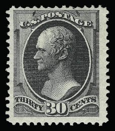 Sale 930, Lot 2020, 1870-71 National Bank Note Co. Ungrilled Issue (Scott 145-155), 30c Black (154) Sale 930, Lot 2020, 1870-71 National Bank Note Co. Ungrilled Issue (Scott 145-155)