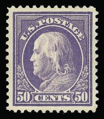 Sale 930, Lot 2501, 1912-14 Washington-Franklin Issue (Scott 405-423), 50c Violet (421) Sale 930, Lot 2501, 1912-14 Washington-Franklin Issue (Scott 405-423)