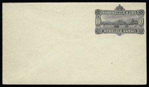 Sale 930, Lot 3113, Hawaii, 1884, 10c Black entire, Blue Inside (U9) Sale 930, Lot 3113, Hawaii