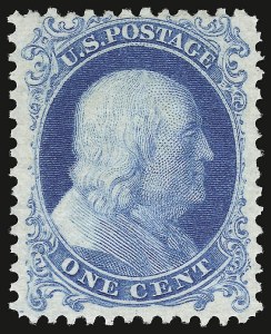 Sale 938, Lot 1098, 1875 Reprint of 1857-60 Issue, 1c Bright Blue, Reprint (40) Sale 938, Lot 1098, 1875 Reprint of 1857-60 Issue