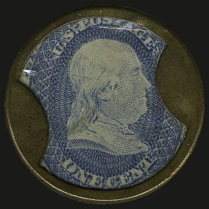 Sale 938, Lot 1115, 1861-66 Issue, Take Ayer's Pills, 1c Blue, Encased Postage (EP8) Sale 938, Lot 1115, 1861-66 Issue