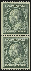 Sale 938, Lot 1543, 1908-09 Washington-Franklin Issues (Scott 331 thru 356), 1c Green, Coil (348) Sale 938, Lot 1543, 1908-09 Washington-Franklin Issues (Scott 331 thru 356)