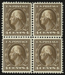 Sale 938, Lot 1571, 1908-12 Issues (Scott 367 to 396), 4c Brown (377) Sale 938, Lot 1571, 1908-12 Issues (Scott 367 to 396)