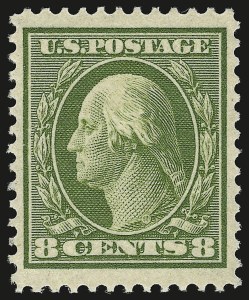 Sale 941, Lot 1233, 1908-09 Washington-Franklin Issues (Scott 331 thru 356), 8c Olive Green (337) Sale 941, Lot 1233, 1908-09 Washington-Franklin Issues (Scott 331 thru 356)
