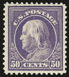 Sale 946, Lot 1029, 1912-14 Washington-Franklin Issue (Scott 405-423), 50c Violet (421) Sale 946, Lot 1029, 1912-14 Washington-Franklin Issue (Scott 405-423)