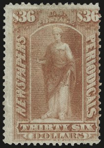 Sale 946, Lot 1448, Newspapers and Periodicals, $36.00 Brown Rose, 1875 Issue (PR30) Sale 946, Lot 1448, Newspapers and Periodicals