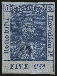 Sale 946, Lot 1709, Hawaii, 1861, 5c Blue, Thin Bluish Wove (9) Sale 946, Lot 1709, Hawaii