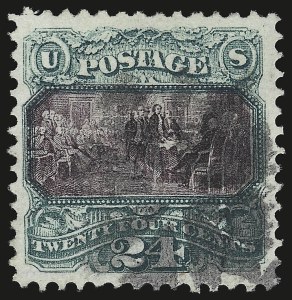 Sale 946, Lot 492, 1869 Pictorial Issue (Scott 112-122), 24c Green & Violet (120) Sale 946, Lot 492, 1869 Pictorial Issue (Scott 112-122)