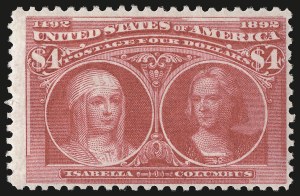 Sale 946, Lot 714, 1893 Columbian Issue (Scott 230-245), $4.00 Columbian (244) Sale 946, Lot 714, 1893 Columbian Issue (Scott 230-245)