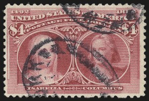 Sale 946, Lot 718, 1893 Columbian Issue (Scott 230-245), $4.00 Columbian (244) Sale 946, Lot 718, 1893 Columbian Issue (Scott 230-245)