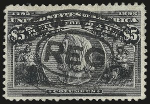 Sale 946, Lot 729, 1893 Columbian Issue (Scott 230-245), $5.00 Columbian (245) Sale 946, Lot 729, 1893 Columbian Issue (Scott 230-245)