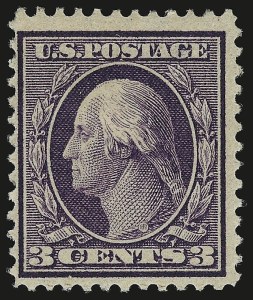 Sale 946, Lot 946, 1909 Bluish Paper Issue (Scott 357-366), 3c Deep Violet, Bluish (359) Sale 946, Lot 946, 1909 Bluish Paper Issue (Scott 357-366)