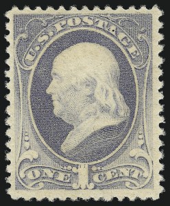 Sale 953, Lot 649, 1881-83 American Bank Note Co. Issues (Scott 205-211B), 1c Gray Blue (206) Sale 953, Lot 649, 1881-83 American Bank Note Co. Issues (Scott 205-211B)