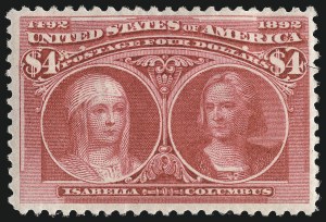Sale 953, Lot 758, 1893 Columbian Issue (Scott 230-245), $4.00 Columbian (244) Sale 953, Lot 758, 1893 Columbian Issue (Scott 230-245)