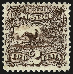Sale 959, Lot 2324, 1875 Re-Issue of 1869 Pictorial Issue (Scott 123-133), 2c Brown, Re-Issue (124) Sale 959, Lot 2324, 1875 Re-Issue of 1869 Pictorial Issue (Scott 123-133)