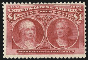 Sale 959, Lot 2548, 1893 Columbian Issue (Scott 230-245), $4.00 Columbian (244) Sale 959, Lot 2548, 1893 Columbian Issue (Scott 230-245)