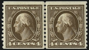 Sale 959, Lot 2890, 1913-15 Washington-Franklin Issues (Scott 424-461), 4c-5c 1914 Issue Coils (446-447) Sale 959, Lot 2890, 1913-15 Washington-Franklin Issues (Scott 424-461)