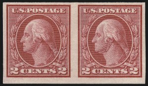 Sale 959, Lot 2906, 1913-15 Washington-Franklin Issues (Scott 424-461), 2c Carmine, Ty. I, Imperforate Coil (459) Sale 959, Lot 2906, 1913-15 Washington-Franklin Issues (Scott 424-461)