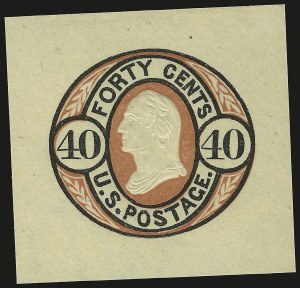 Sale 959, Lot 3254, Postal Stationery, 40c Black & Red on Buff (U45) Sale 959, Lot 3254, Postal Stationery