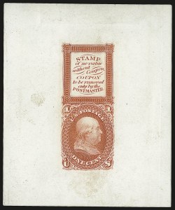 Sale 962, Lot 2035, Essays, Proofs and Specimens (Bowlsby Patent Coupon Essays)