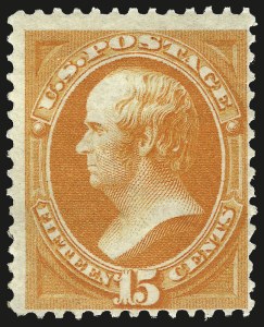 Sale 962, Lot 2448, 1870-88 Bank Note Issues (Scott 134-218), 15c Yellow Orange (163) Sale 962, Lot 2448, 1870-88 Bank Note Issues (Scott 134-218)