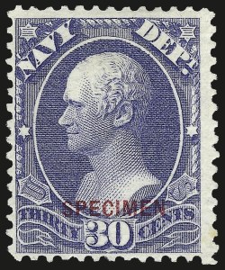 Sale 962, Lot 3033, Officials, Newspapers, 30c Navy, Specimen Ovpt. (O44S) Sale 962, Lot 3033, Officials, Newspapers
