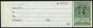 Sale 967, Lot 5325, Revenues (Narcotics, Customs Fee, Revenue Stamped Paper)