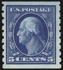 Sale 972, Lot 3318, 1910-13 Washington-Franklin Issue (Scott 374-396), 5c Blue, Coil (396) Sale 972, Lot 3318, 1910-13 Washington-Franklin Issue (Scott 374-396)