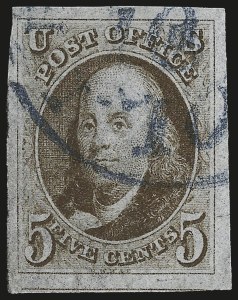 Sale Number 975, Lot Number 1053, 1847 Issue (Scott 1-2) Sale Number 975, Lot Number 1053, 1847 Issue (Scott 1-2)