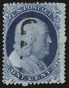 Sale 975, Lot 1176, 1857-60 Issue (Scott 18-39), 1c Blue, Ty. IV (23) Sale 975, Lot 1176, 1857-60 Issue (Scott 18-39)