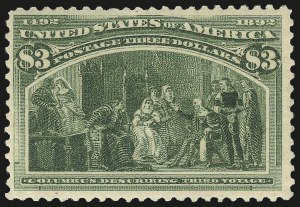 Sale 975, Lot 1544, 1893 Columbian Issue ($2.00 thru $5.00, Scott 242-245), $3.00 Columbian (243) Sale 975, Lot 1544, 1893 Columbian Issue ($2.00 thru $5.00, Scott 242-245)
