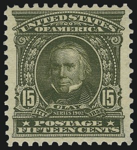 Sale 975, Lot 1668, 1902-08 Issues (Scott 300-322), 15c Olive Green (309) Sale 975, Lot 1668, 1902-08 Issues (Scott 300-322)