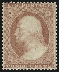 Sale 976, Lot 1213, 1c-3c 1857-60 Issue (Scott 18-26A), 3c Dull Red, Ty. III (26). Mint N.H Sale 976, Lot 1213, 1c-3c 1857-60 Issue (Scott 18-26A)
