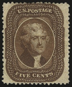 Sale 976, Lot 1231, 5c 1857-60 Issue (Scott 27-30A), 5c Orange Brown, Ty. II (30) Sale 976, Lot 1231, 5c 1857-60 Issue (Scott 27-30A)