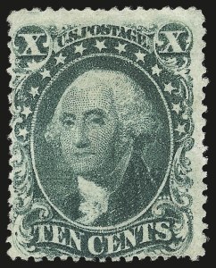 Sale 976, Lot 1242, 10c-90c 1857-60 Issue (Scott 31-39), 10c Green, Ty. I (31) Sale 976, Lot 1242, 10c-90c 1857-60 Issue (Scott 31-39)