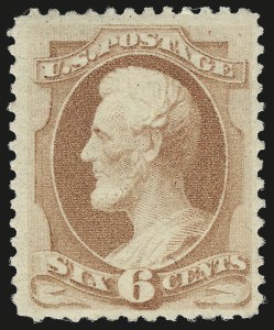 Sale 976, Lot 1609, 1875-79 Continental and American Bank Note Co. Issues (Scott 178-191), 6c Pink (186) Sale 976, Lot 1609, 1875-79 Continental and American Bank Note Co. Issues (Scott 178-191)