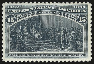 Sale 976, Lot 1686, 1893 Columbian Issue (10c thru $1.00, Scott 237-241), 15c Columbian (238) Sale 976, Lot 1686, 1893 Columbian Issue (10c thru $1.00, Scott 237-241)