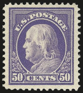 Sale 976, Lot 2009, 1912-14 Washington-Franklin Issue (Scott 405-423), 50c Violet (422) Sale 976, Lot 2009, 1912-14 Washington-Franklin Issue (Scott 405-423)