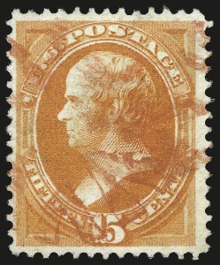Sale 982, Lot 5428, 1870-71 National Bank Note Co. Grilled Issue (Scott 134-144), 15c Orange, Grill (141) Sale 982, Lot 5428, 1870-71 National Bank Note Co. Grilled Issue (Scott 134-144)