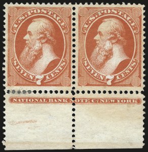 Sale 982, Lot 5444, 1870-71 National Bank Note Co. Ungrilled Issue (Scott 145-155)